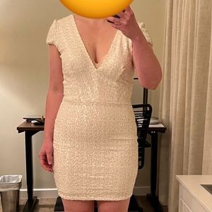 Dress the Population white sequined dress